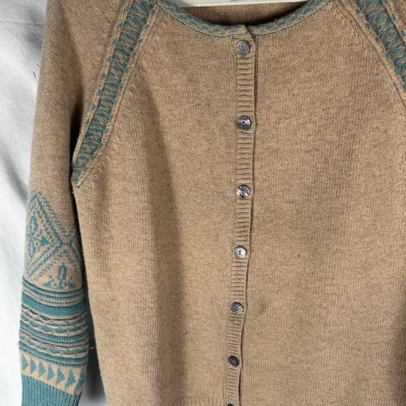 Sundance Tan and Teal Cardigan Sweater - Picture 2 of 10